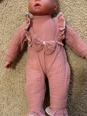 Kingstate Bald Blue-Eyed Vinyl Baby Doll Lot w/ Outfits & Accessories 18 Inches